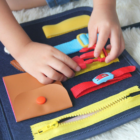 Montessoridays™ Everyday Skills Busy Board — play and product details