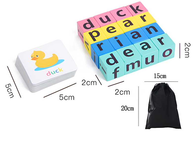 Montessoridays™ Speedy Spelling Cubes — play and product details