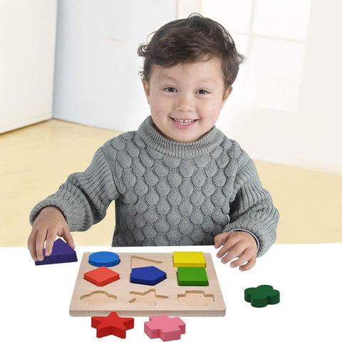 Montessoridays™ Wooden Shape Puzzle — play and product details