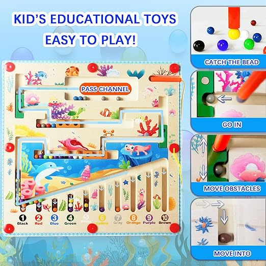 Tablero magnético de laberinto de colores y números Montessoridays™: detalles del juego y del producto