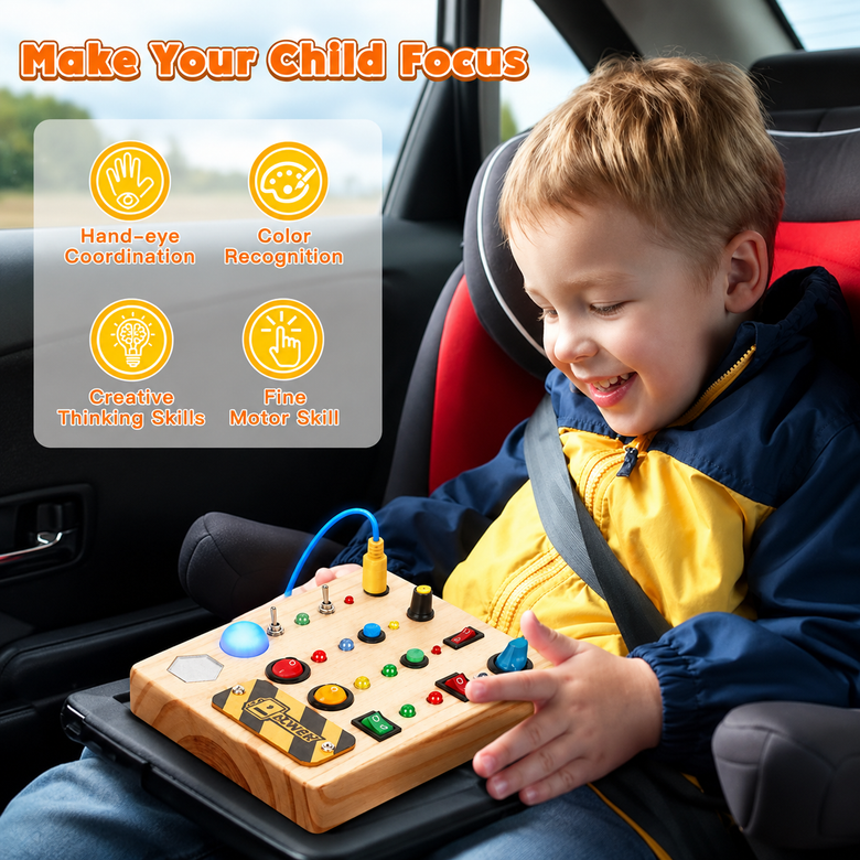 Montessoridays™ LED Switch Busy Board — play and product details