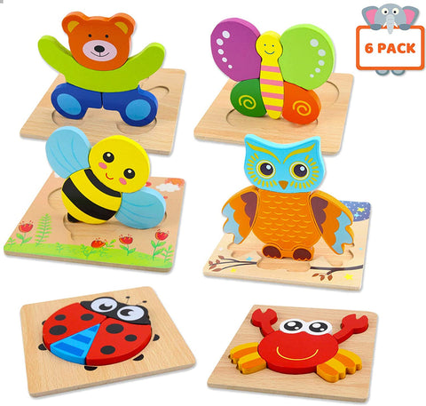 Montessoridays™ Puzles de Animales de Madera · Paquete de 6 — detalles del juego y del producto