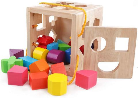 Montessoridays™ Wooden Shape Sorting Cube — play and product details