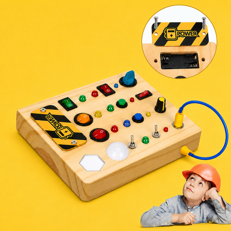 Montessoridays™ LED Switch Busy Board — play and product details