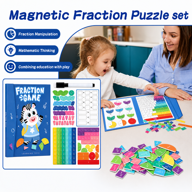 Juego de matemáticas de círculos y fichas magnéticas de fracciones Montessoridays™ — detalles del producto 1