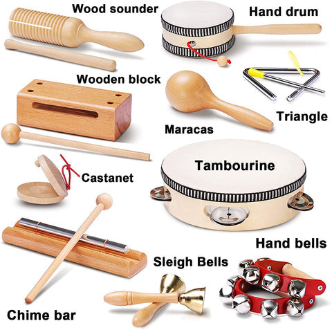 Set de instrumentos musicales de madera natural Montessoridays™ — detalles del juego y del producto