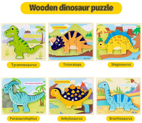 Rompecabezas de dinosaurios 3D Montessoridays™ · Paquete de 6 — detalles del juego y del producto