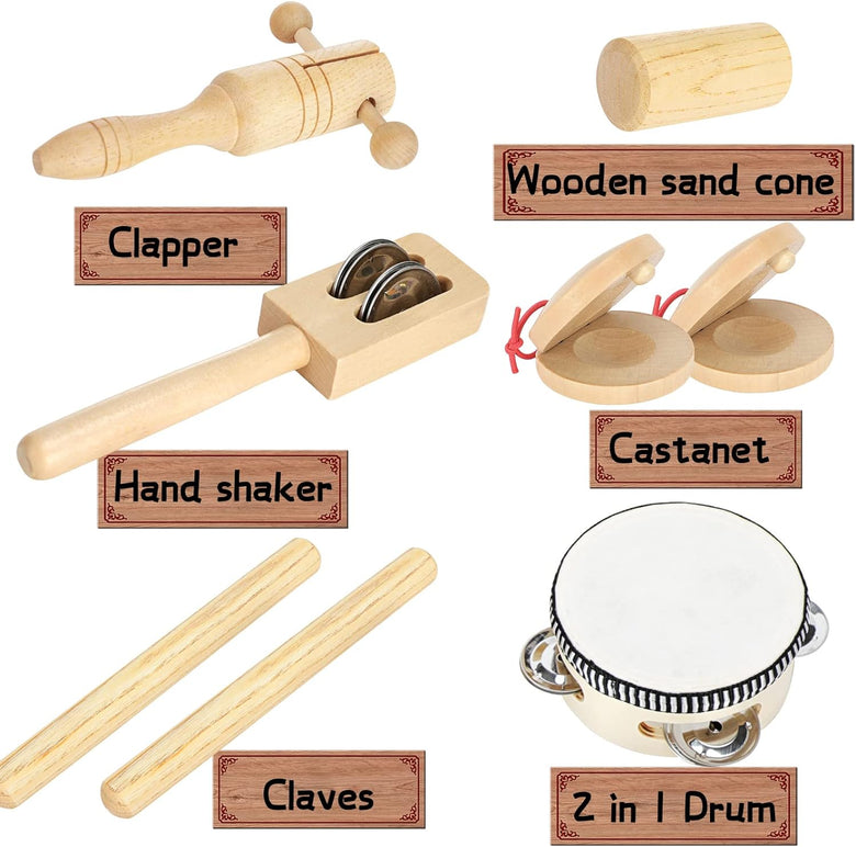 Montessoridays™ Wooden Music Instruments with Storage Bag — play and product details