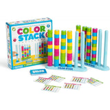 Complete Color Stack Challenge game with two racks, rings and Easy and Hard cards