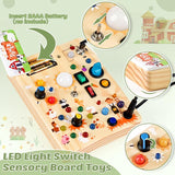 Farm LED busy board showing switch details and the compartment for two AAA batteries