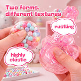 Round and paw-shaped squishies showing different decorative fillings and textures
