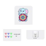 Elephant target set with six sticky balls and one hanging hook