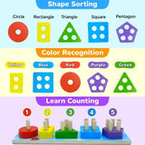 Circle, rectangle, triangle, square and pentagon pieces with one-to-five-hole patterns