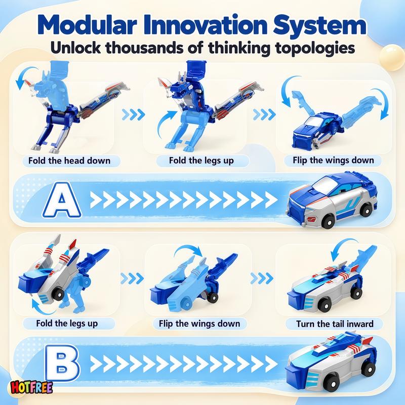 How to fold the blue transforming creature parts back into two cars