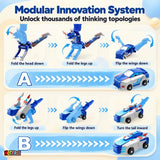 How to fold the blue transforming creature parts back into two cars