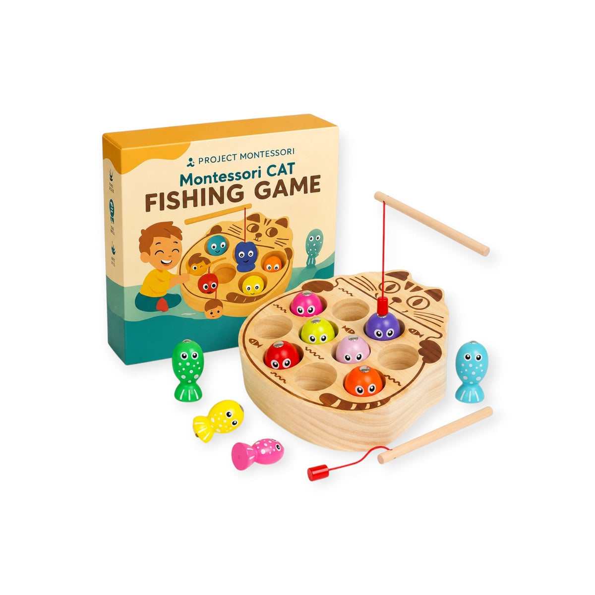 Montessoridays Cat Wooden Fishing Game — view 1