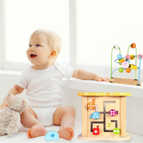 Montessoridays™ 6-in-1 Wooden Activity Cube — play and product details