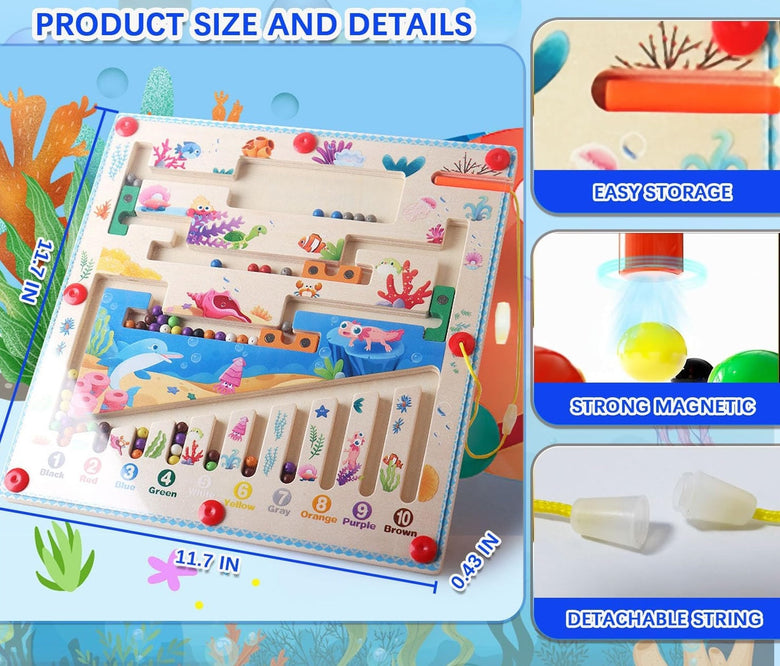 Tablero magnético de laberinto de colores y números Montessoridays™: detalles del juego y del producto