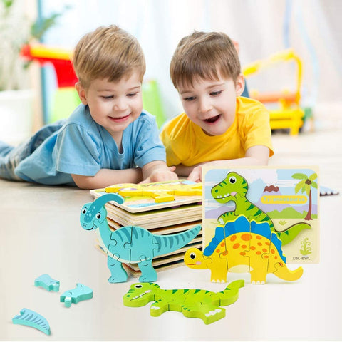 Rompecabezas de dinosaurios 3D Montessoridays™ · Paquete de 6 — detalles del juego y del producto