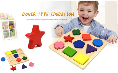 Montessoridays™ Wooden Shape Puzzle — play and product details