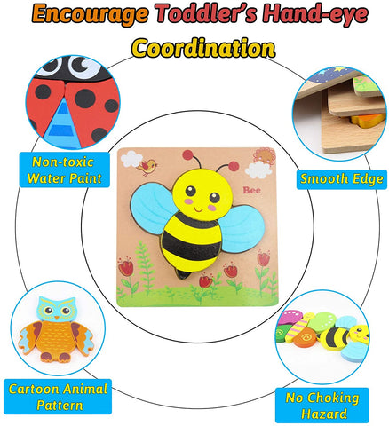 Montessoridays™ Puzles de Animales de Madera · Paquete de 6 — detalles del juego y del producto