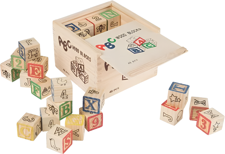 Montessoridays™ Wooden ABC Building Blocks — play and product details