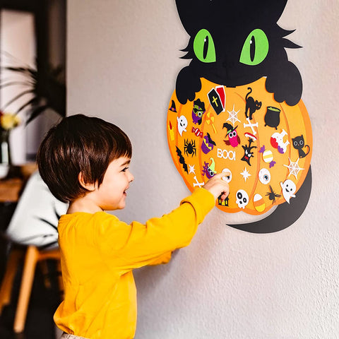 Gato de fieltro DIY de Halloween de Montessoridays™ — detalles de juego y producto