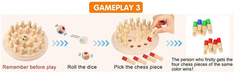 Ajedrez de Memoria de Color de Madera Montessoridays™ — detalles del juego y del producto