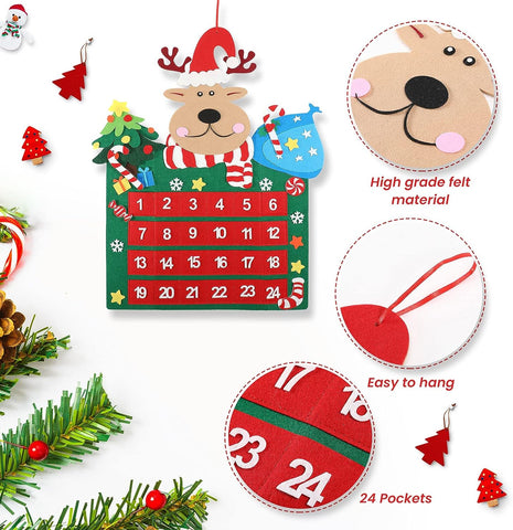 Calendario de Adviento de Fieltro con Reno de Montessoridays™ — detalles del juego y del producto