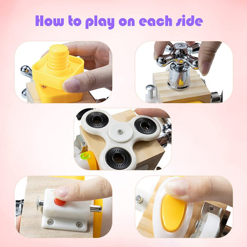 Montessoridays™ Wooden Busy Cube — play and product details