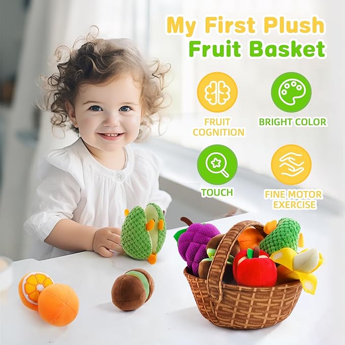 Montessoridays™ Fruit Basket Plush Toy Set — play and product details