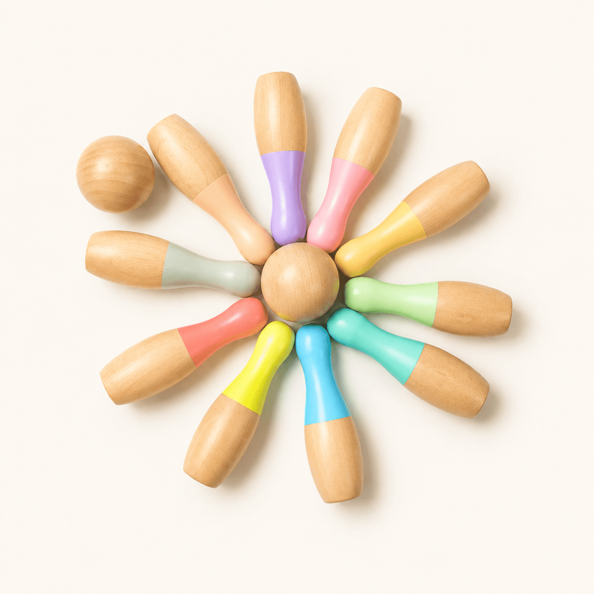 Montessoridays Rainbow Wooden Bowling Set — view 2