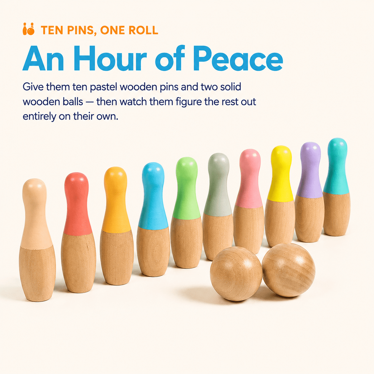 Montessoridays Rainbow Wooden Bowling Set — view 3