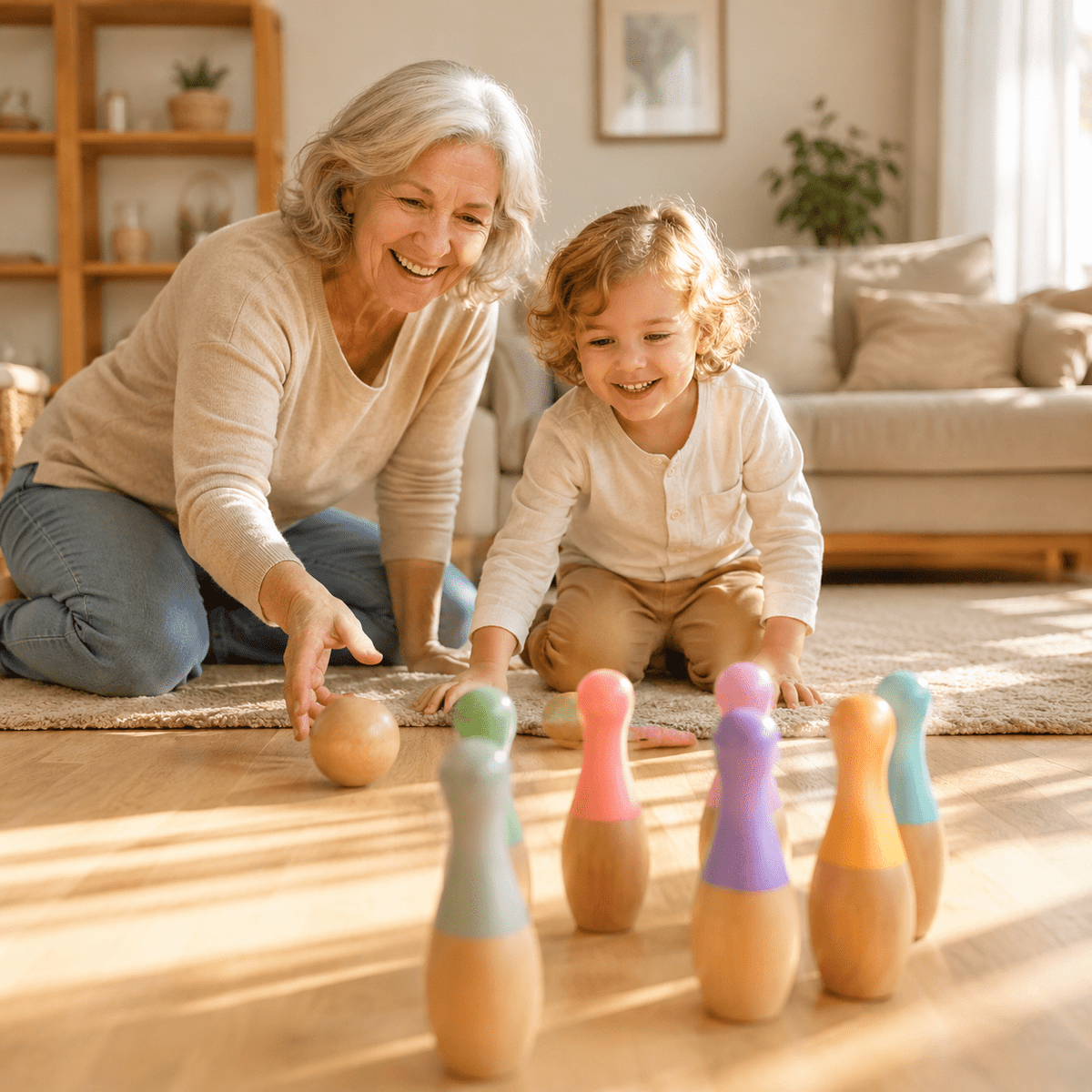 Montessoridays Rainbow Wooden Bowling Set — view 4