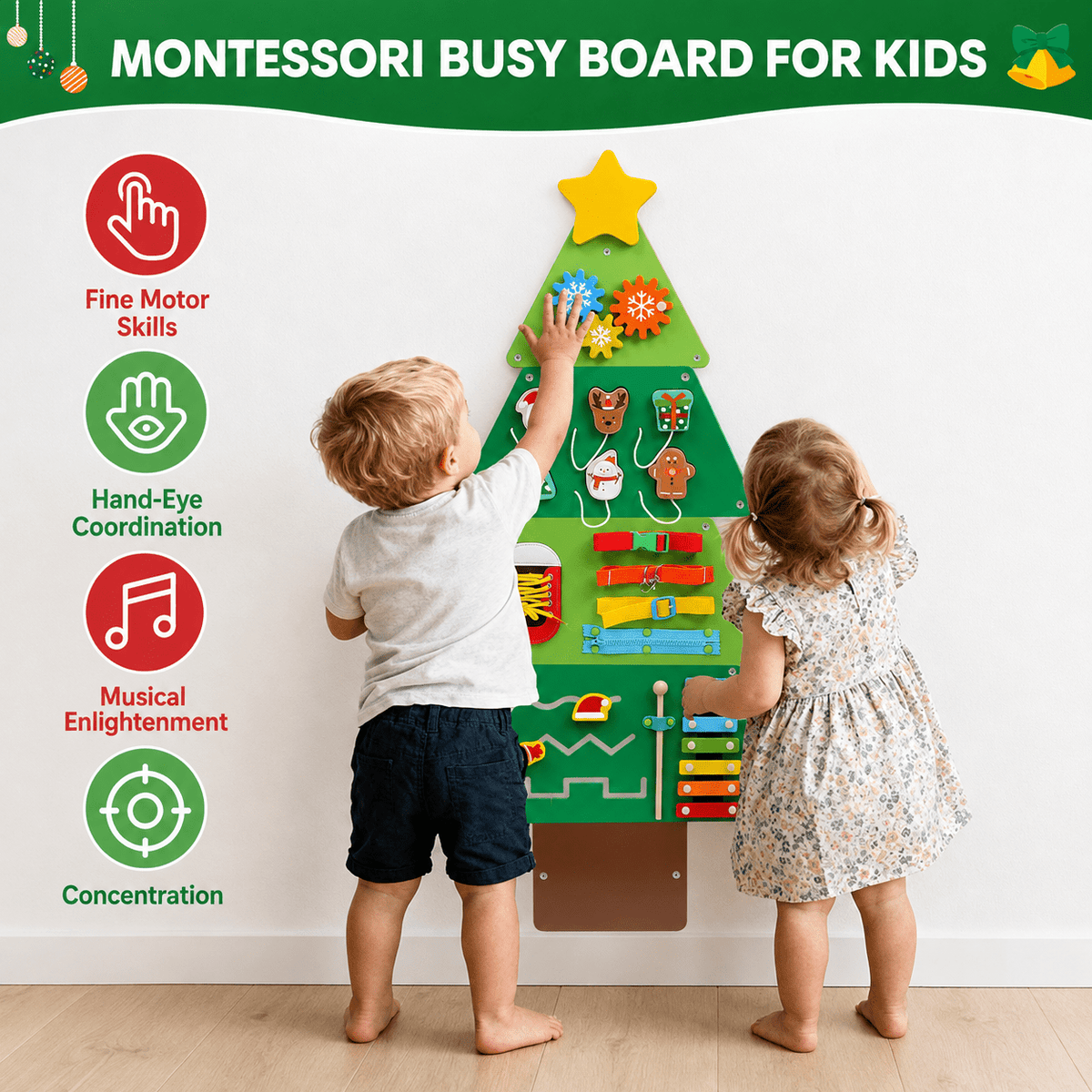 Montessoridays Wooden Christmas Tree Busy Board — view 3