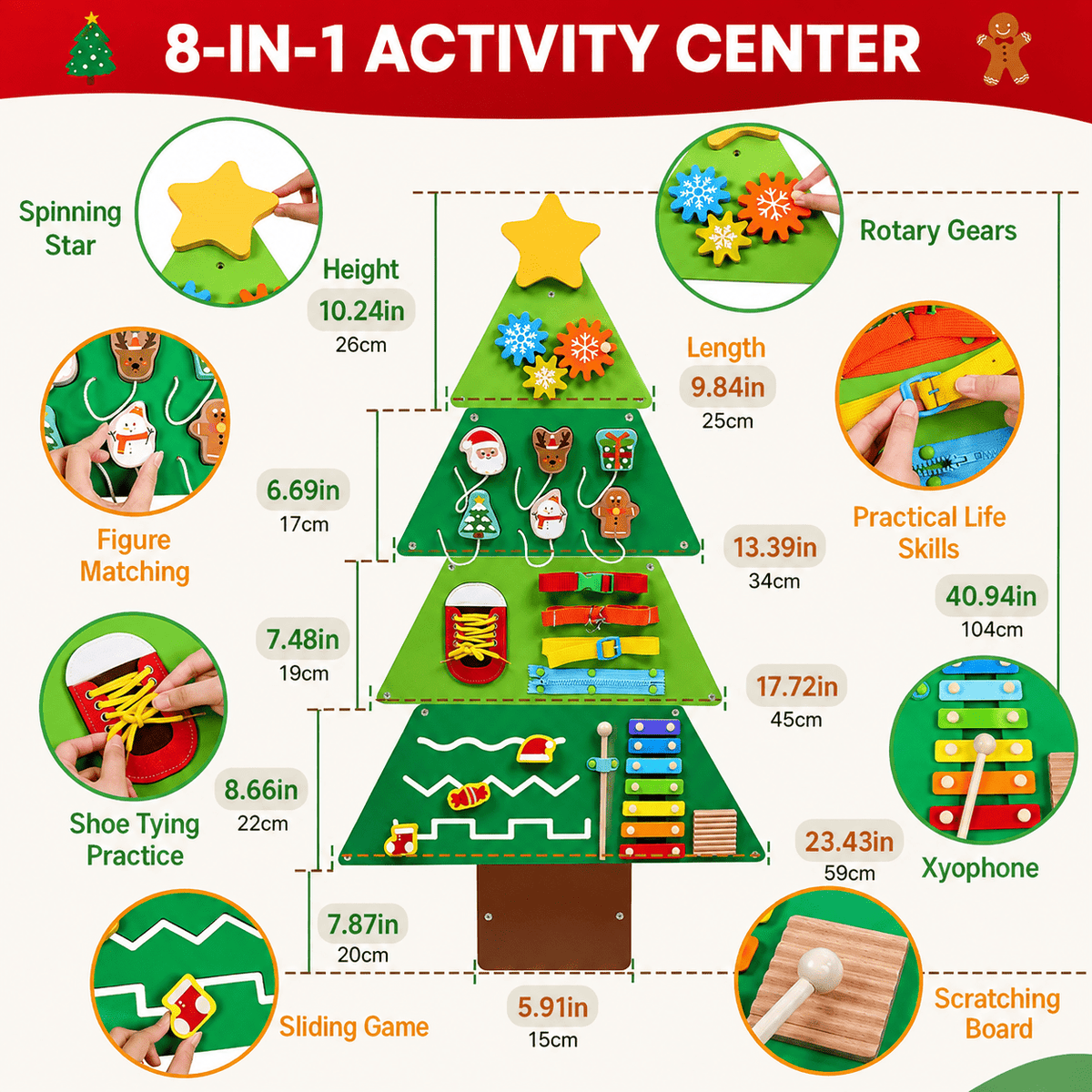Montessoridays Wooden Christmas Tree Busy Board — view 5