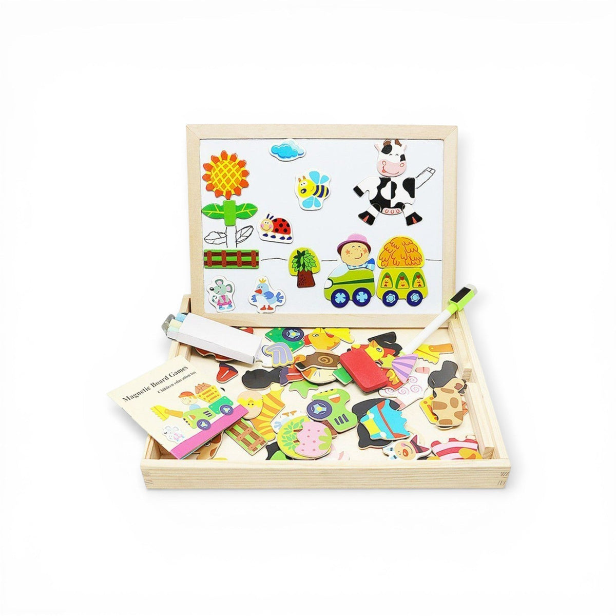 Double-sided creative drawing board with magnetic picture pieces